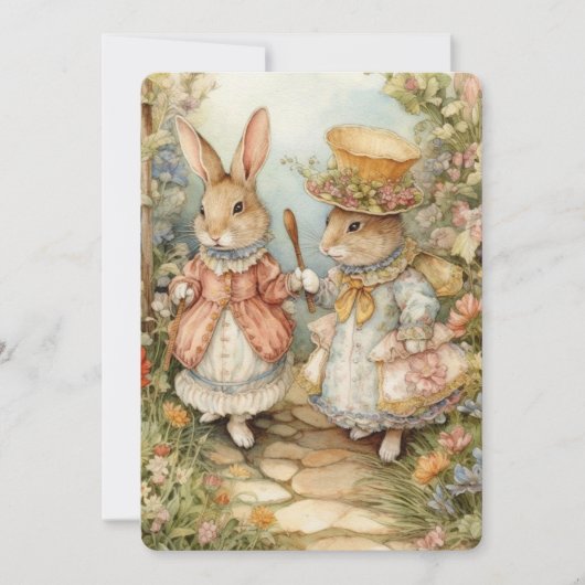 Carte de voeux lapin vintage (Devant)