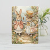 Carte de voeux lapin vintage (Debout devant)