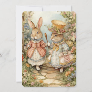 Carte de voeux lapin vintage