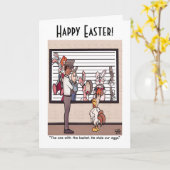 Carte de vœux Lapins en file d'attente (Fleur jaune)