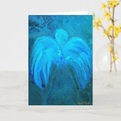 Carte de voeux légère bleue d'ange (Fleur jaune)