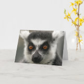 Carte de voeux Lemur Face (Fleur jaune)