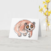 Carte de voeux Lente Loris (Fleur jaune)