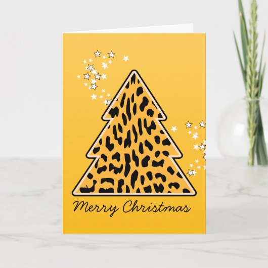 Carte de voeux Leopard cheetah Christmas Tree (Devant)