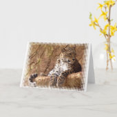 Carte de voeux Leopard de veille (Fleur jaune)