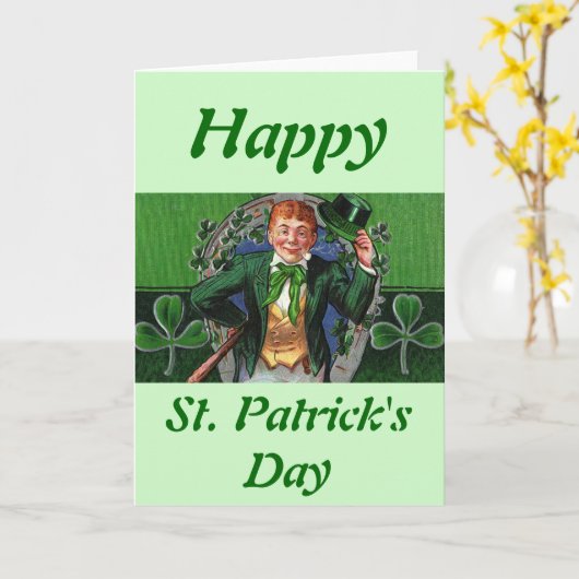 Carte de voeux Leprechaun (Fleur jaune)