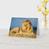 Carte de voeux Lion (Fleur jaune)