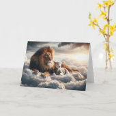 Carte de voeux Lion et Agneau (Fleur jaune)