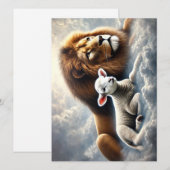 Carte de voeux Lion et Agneau (Devant / Derrière)