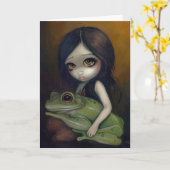 Carte de voeux "Little Frog Girl" (Fleur jaune)