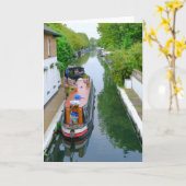 Carte de voeux Little Venice London Barge (Fleur jaune)