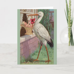 Carte de voeux Livraison vintage pour bébé Stork