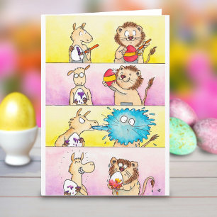 Carte de vœux Llama VS Lion Pâques 2 par N. Janes