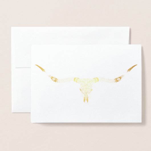 Carte de voeux Longhorn Skull Gold Foil Blank (Devant avec enveloppe)