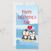 Carte de voeux longue de Valentine Penguin Pair (Devant)