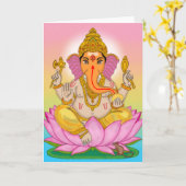Carte de vœux Lord Ganesha (Fleur jaune)