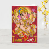 Carte de vœux Lord Ganesha (Fleur jaune)