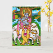 Carte de voeux Lord Krishna (Fleur jaune)