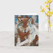 Carte de vœux Loup (Fleur jaune)