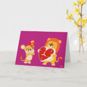 Carte de voeux Love Lions (Fleur jaune)