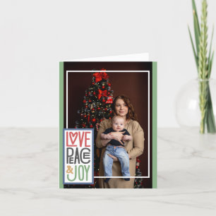 Carte de vœux Love Peace & Joy (ajoutez votre phot