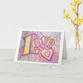 Carte de voeux Love Word Art ou cartes de notes (Fleur jaune)
