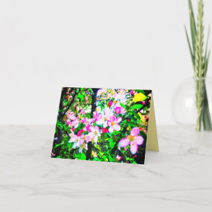 CARTE DE VOEUX LUMINEUSE DE FLEURS D'APPLE PETITE