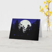 Carte de voeux Lune d'hiver se levant (Fleur jaune)