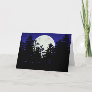 Carte de voeux Lune d'hiver se levant