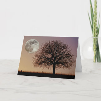 Carte de voeux Lune et Arbre