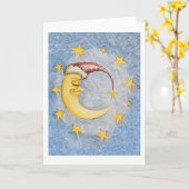 Carte de vœux Lune et Étoiles (Fleur jaune)
