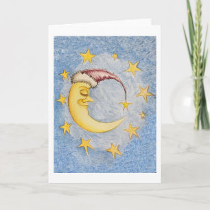 Carte de vœux Lune et Étoiles