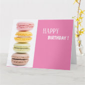 Carte de vœux Macarons couleurs pastel rose cadre (Fleur jaune)