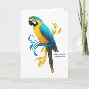 Carte de voeux Macaw bleu et or