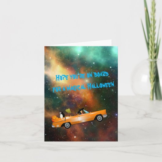 Carte de voeux magique Halloween sorcière espace v (Devant)