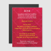 Carte de voeux magnétique d'amour et d'amitié (Devant / Derrière)