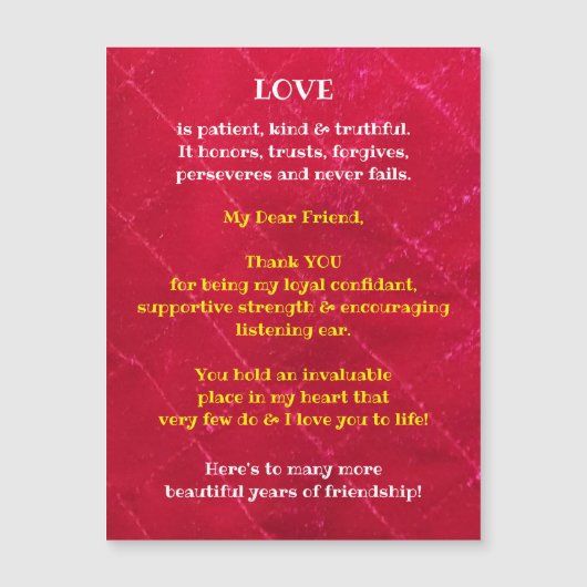 Carte de voeux magnétique d'amour et d'amitié (Devant)