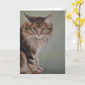 Carte de voeux Maine Coon Cat Art (Fleur jaune)