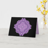 carte de voeux mandala violet (Fleur jaune)