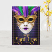 Carte de voeux Mardi Gras, carte de Masque Mardi G (Fleur jaune)