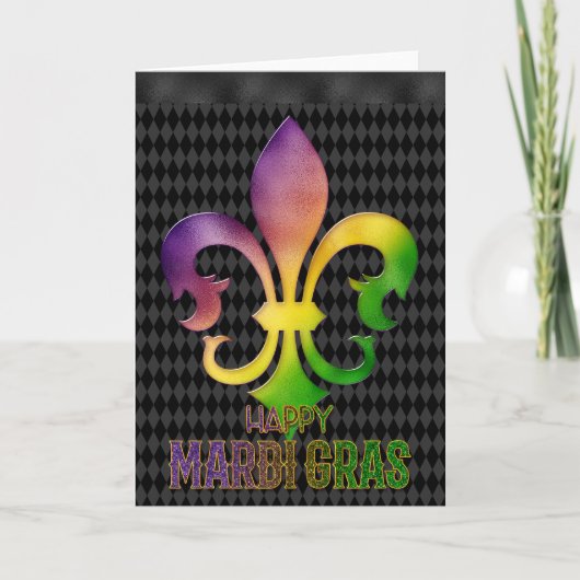 Carte de voeux Mardi Gras, Mardi Gras Fleur de Lis (Devant)