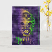 Carte de voeux Mardi Gras, Masque Mardi Gras (Fleur jaune)