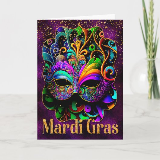 Carte de voeux Mardi Gras, Masque Mardi Gras (Devant)