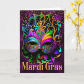 Carte de voeux Mardi Gras, Masque Mardi Gras (Fleur jaune)