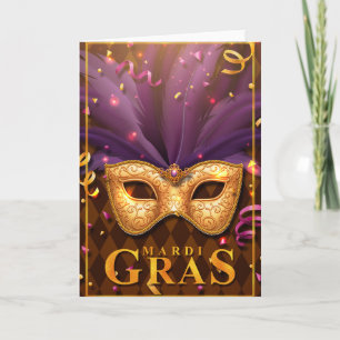 Carte de voeux Mardi Gras, Masque Mardi Gras