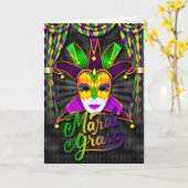 Carte de voeux Mardi Gras, Masque Mardi Gras Jeste (Fleur jaune)