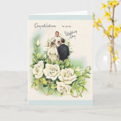 Carte de voeux Mariage catholique vintage (Fleur jaune)
