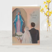 Carte de voeux Mariage catholique vintage (Fleur jaune)