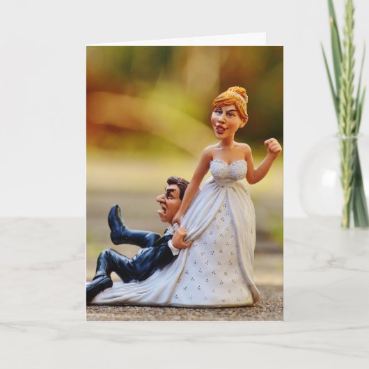 Carte de voeux MARIAGE FUNNY, Groom Reluctant (Devant)