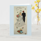 Carte de voeux Mariage rétro (Fleur jaune)